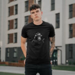 08 White Print Samurai Chimpanzee – black