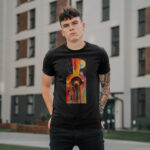 12 Psychedelic Space Monkey Head – black